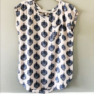 Pink and blue paisley blouse